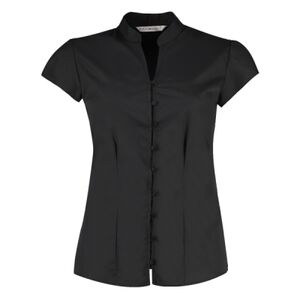 Women's continental blouse mandarin collar cap sleeve (tailored fit) Thumbnail