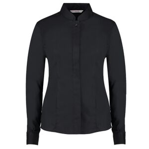 Women's mandarin collar shirt long-sleeved (tailored fit) Thumbnail