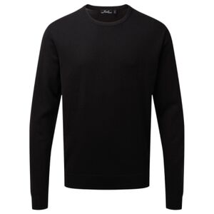 Crew neck cotton-rich knitted sweater Thumbnail