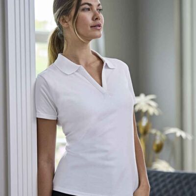 Tee Jays Ladies Luxury Stretch V Neck Polo Shirt Thumbnail