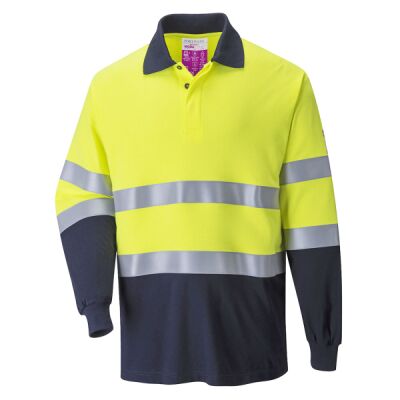 Modaflame Knit Hi-Vis Constrast FR Long Sleeve Polo Shirt Thumbnail