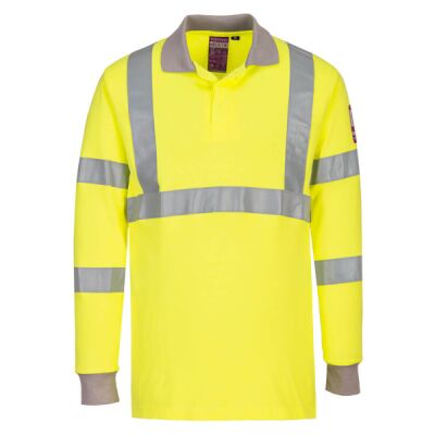 Modaflame Knit Hi-Vis FR Long Sleeve Polo Shirt Thumbnail