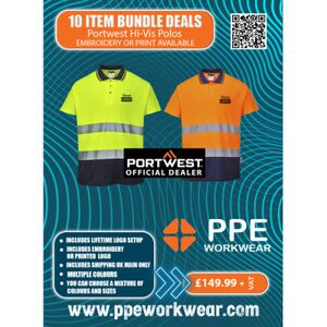 10x Portwest Hi-Vis Contrast Polo Shirt Bundle Thumbnail