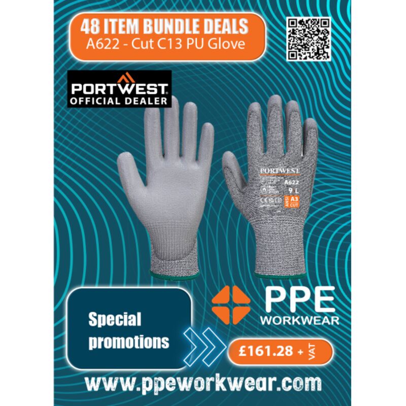 48x Pairs Portwest Cut C13 PU Glove Bundle Thumbnail