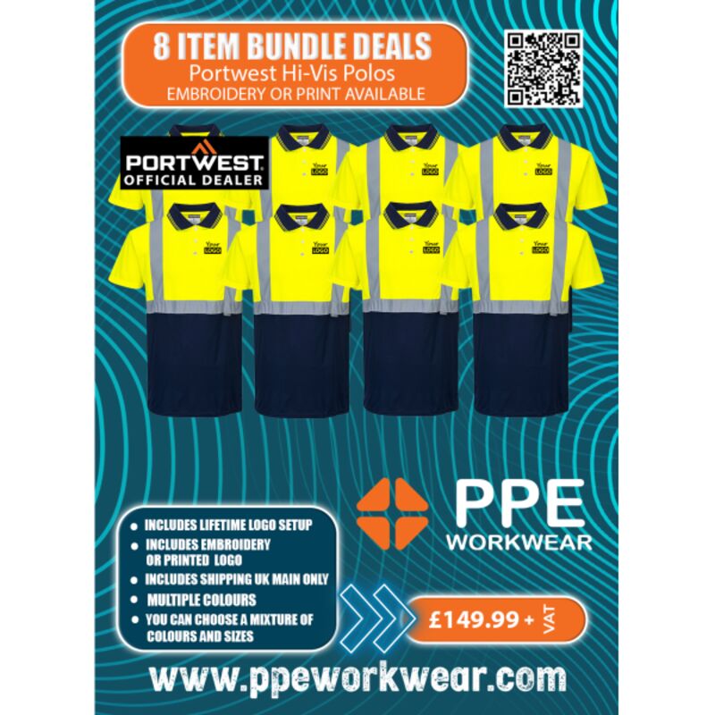 8x Portwest Hi-Vis Polo Shirt Bundle Thumbnail