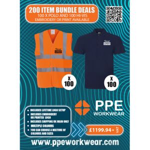200x Item 100x Polo Shirt & 100x Hi-Vis Vest Bundle Thumbnail